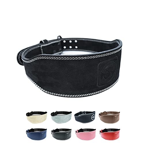 Weight-lifting Belt Gewichthebergürtel Kraftraining | Gym Gürtel Gewichtheben Powerlifting Belt für Kraftsport wie Deadlift, Kniebeugen und Body-Building | Fitness-Gürtel mit Polster, Schwarz-Nubuck M von SINOVATI