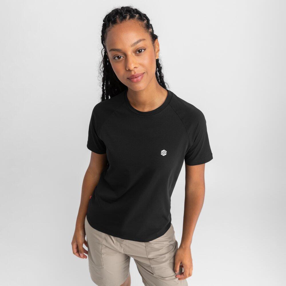 Damen Wandern kurzärmeliges wander-t-shirt für Eiger SIROKO Schwarz von SIROKO