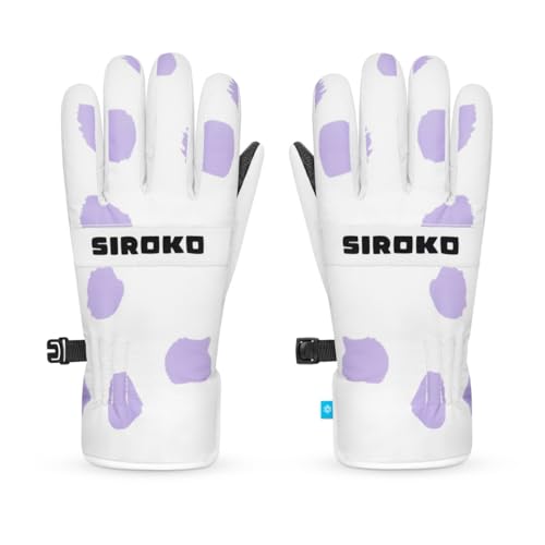 SIROKO - Skihandschuhe für Kinder Doodle - 11-12 (152 cm) - Weiß/Violett von SIROKO