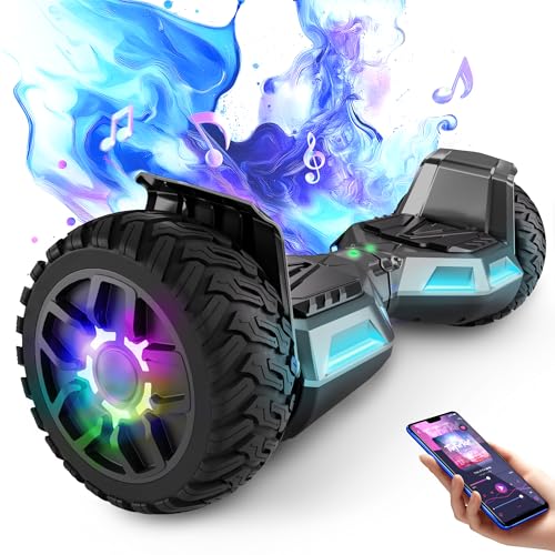 8,5 Zoll Hummer Off Road Hoverboard, mit Bluetooth und LED-Licht, leistungsstarker Motor, geeignet für Erwachsene und Kinder, Gun von SISIGAD