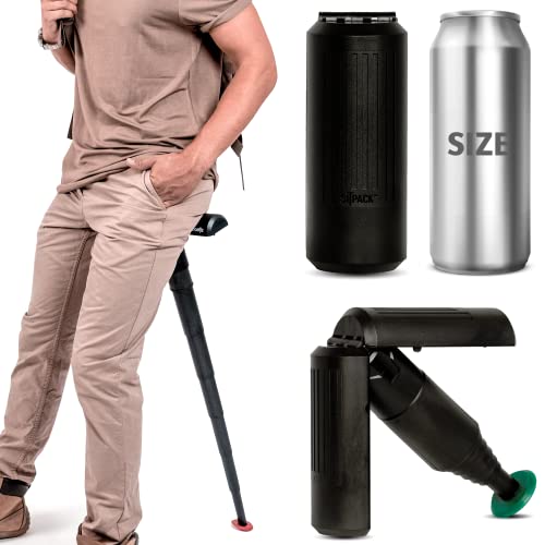 Sitpack 2.0 Teleskophocker - Faltbarer Campinghocker für Camping, Reisen, Freizeit, Outdoor – Inkl. Cover & 2 Ersatzfüßen - Extrem klein & leicht - 16,8 cm Höhe & 6,7 cm Ø, 560 g - Trägt bis zu 110 kg (Schwarz) von SITPACK