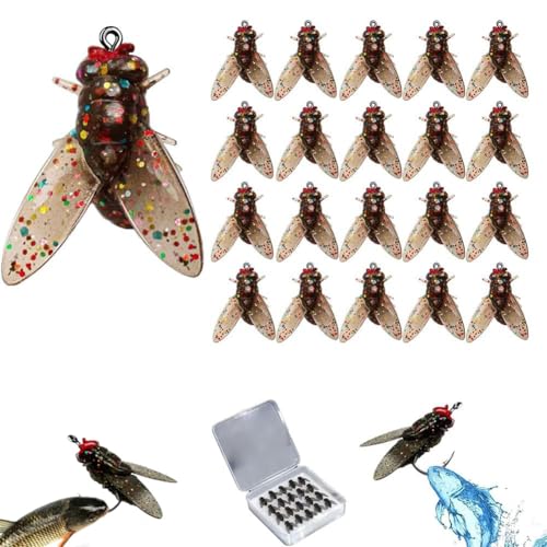 Fly Fishing Bait, 2024 New Trout Jigs Swimbaits Dry Flies Bass Fly Fishing Lures Kit, Saltwater ＆ Freshwater Flies Spinner Swim Baits Fly Fishing Hook Panfish Lures Set (brown,15mm) von SIUVEY