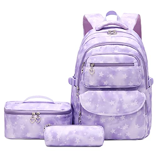SIVENKE Schulrucksack Mädchen Leichtgewicht Schultasche Teenager Mädchen Rucksack Set Schulranzen 3 Stk mit Lunchtasche Federmäppchen Schule Reisen Rucksack SIVENKE Schulrucksack Mädchen Leichtgewicht Schultasche Teenager Mädchen Rucksack Set Schulranzen 3 Stk mit Lunchtasche Federmäppchen Schule Reisen Rucksack von SIVENKE