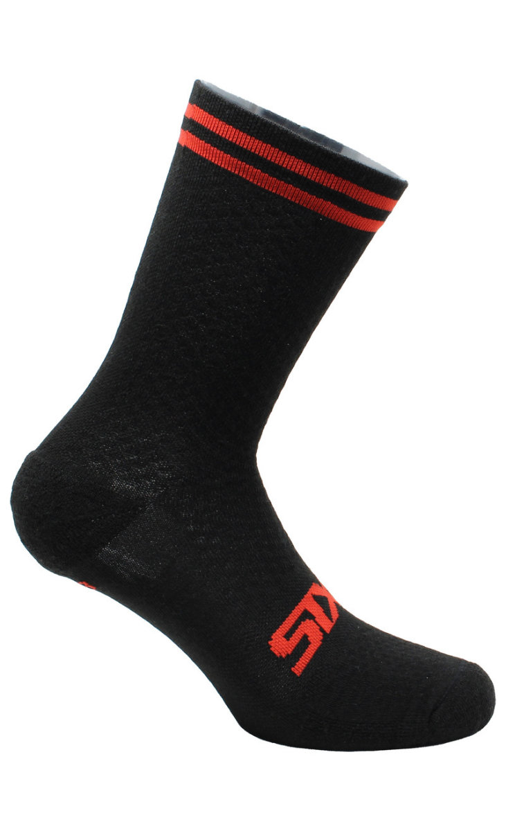 Socken kurz MERINOS SOCKS schwarz-rot 40/43 von SIXS