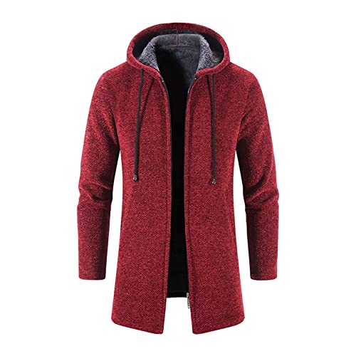 Herren Mäntel Übergangsmantel Große Größen Bequem Herren Mantel Winter Baumwolle Herbst Mantel Herren Wintermantel Jacke Männer S-5XL (Weinrot, XXL) von SIYAN