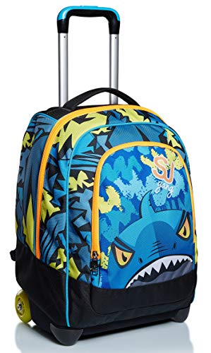 Rucksack mit Trolleyfunktion, 2 in 1, Schulranzen mit Rollen, ab 1. Klasse, für Schule, Gymnasium, Reisen&Freizeit, Mädchen&Jungen, mehrfarbig, Sharky Rucksack mit Trolleyfunktion, 2 in 1, Schulranzen mit Rollen, ab 1. Klasse, für Schule, Gymnasium, Reisen&Freizeit, Mädchen&Jungen, mehrfarbig, Sharky von SJ GANG STYLE JAM GANG