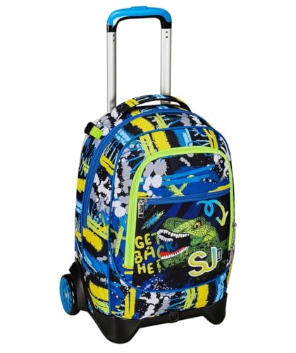 SJ Gang New Tech Trolley Puppies, Blau, Rucksack mit abnehmbarem Trolley 3 in 1, Dreifach verwendbar, Grundschule, Kind, Blau, Taglia unica, Schule, blau, Einheitsgröße, Schule von SJ Gang