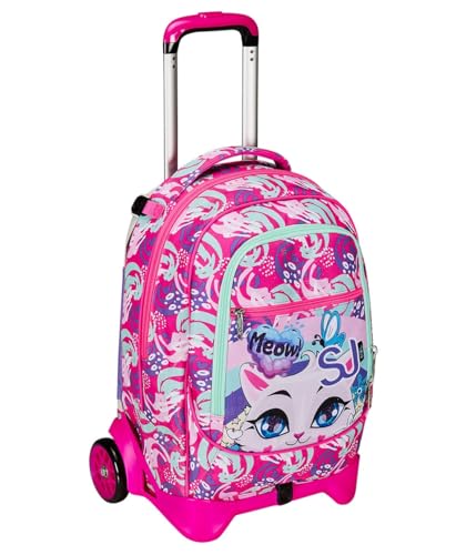 SJ Gang Trolley New Tech Welpen, Rosa, Rucksack mit abnehmbarer Trageschlaufe, 3-in-1, dreifacher Nutzen, Grundschule, Mädchen, Rosa, Taglia unica, schulisch von SJ Gang