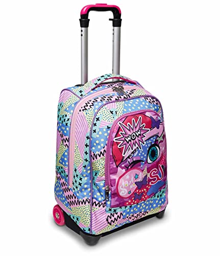 Trolley Scuola Big SJ GANG FACCE DA SJ, Pink – 2 Zaini in 1 mit Crossover-System – Uso Zaino con Spallacci a Scomparsa – Zaino Scuola Elementare, Trolley Scuola Elementare Bambina von SJ Gang