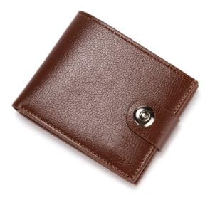 SJDOFU Herren-Geldbörse aus echtem Leder mit RFID-Schutz - Büffelleder (geölt) Brieftasche - Doppelte Nähte für einen Vintage-Look - Kreditkarten - Querformat - (Braun) von SJDOFU