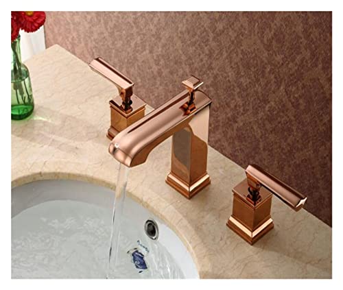 SJFJJKD Basin s America Style Messing-Badezimmer-Waschbecken, weit verbreitet, 3-Loch-Badezimmer-Waschtischmischer (Roségold) Friendship Years von SJFJJKD