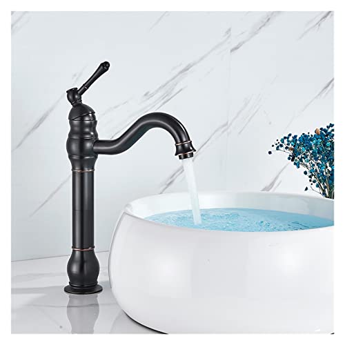 SJFJJKD Retro-Badezimmerwaschbecken mit Nickel-Bürste, Einhand-Drehauslauf, Waschtischmischer, Plattformmontierte Badewanne (Schwarzbronze) Friendship Years von SJFJJKD