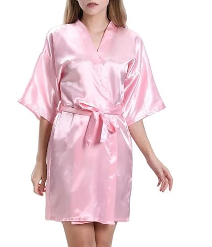 Bademantel Satin Nachthemd Personalisiertes Brautjungfern Nachthemd Brautnachthemd Brautmädchen Hochzeit Nachthemd-Rosa-M von SJFYB