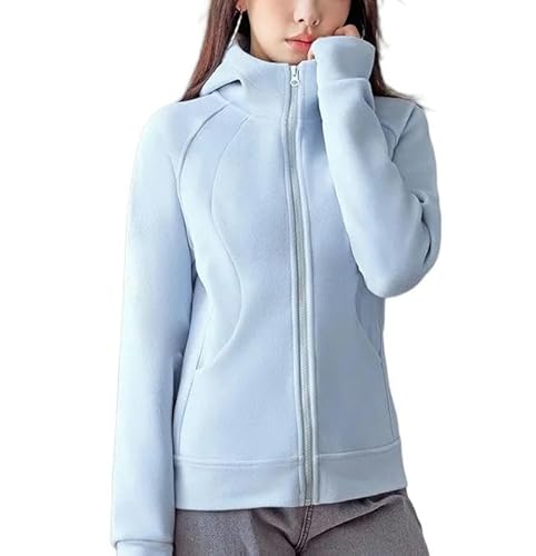 Damen-Kapuzenpullover mit Reißverschluss Enger Reißverschluss Kapuzen Sweatjacke Herbst Und Winter Einfache Sport Top Jacke-blau-S (35-45kg) von SJFYB