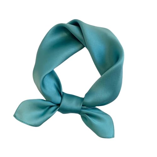 Quadratischer Satinschal Frauen Mit Dem Weiblichen Farben Quadratischen Schal Binde Schal Haar Band Handtasche Ribbon Stirnbandgeschenk-ZS-105-Lake Blue-53x53cm von SJFYB