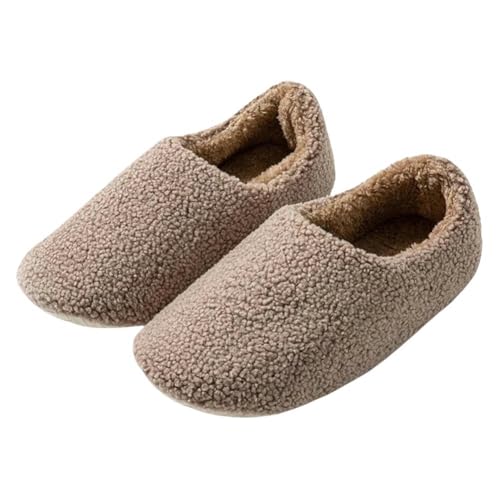 SJFYB Baumwollhausschuhe für Damen Damenschuhe Schlafzimmer Hausschuhe Slip-On-Slipper Bequeme Hausschuhe Für Den Herbst Und Winter Geeignet-Hellbraun-36-37 von SJFYB