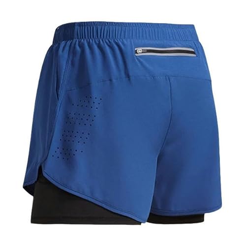SJFYB Komfortable Sportshorts Männer Sportswear Double Deck Training Kurzpant-Blau-XL von SJFYB