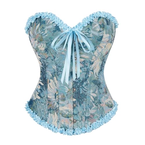 SJFYB Korsett Körperformer, Korsett -Oberteile, Elegante Unterbust -Korsetts, Körperformer, Korsetts, Unterwäsche Kleidung-9372-Lake Blue-XXL von SJFYB