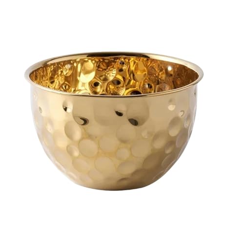 SJFYB Teller Gold/Silber Edelstahl Hammerpunkt Obst Schüssel Salatschüssel Dicke Backmischung Kochschale-24 cm Gold von SJFYB