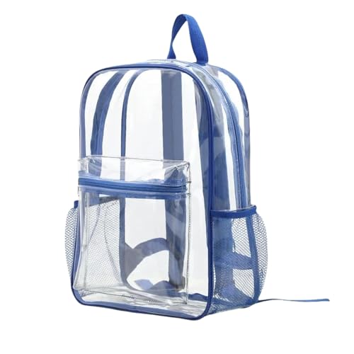 SJFYB Transparenter Rucksack Großkapazität Casual Reißverschluss Transparentes Rucksack Schulbag Sichtbares PVC -Männer Frauen Reisen Tasche-Blau von SJFYB