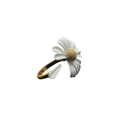 SJFYB Verstellbarer Ring Weiße Gänseblümchenblume Vintage Elegant Einfache Offene Ring -Frauenpartygeschenk-der Größe veränderbar-7 von SJFYB