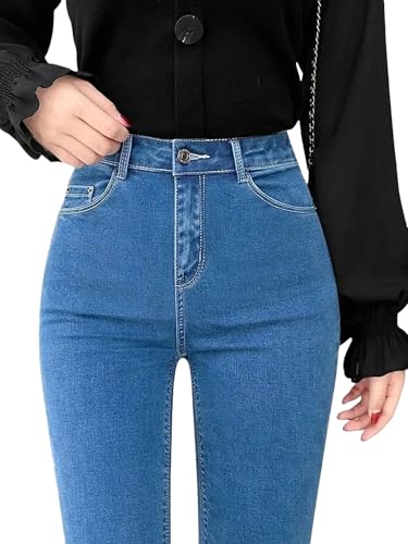 SJFYB Women's Jeans Damen Große Straßenstrecke Stretch Jeans Hohe Taille Dünne Bleistiftjeans Herbst Casual Casual Casual-Dunkelblau-6xl 75-80 kg von SJFYB