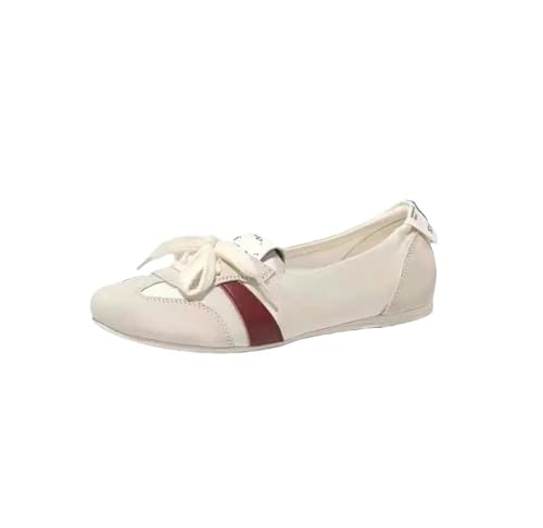 Segeltuchschuhe für Damen Damen Sommer Casual Flache Leinwand Spitzenschuhe-Beige-35 von SJFYB