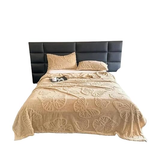 Sofadecke aus Korallensamt 1-Pack Plüsch Decke Sommer Klimaanlage Bettwäsche Büro Sofa Nap Decke Weiches Bequemes Bettlaken-Khaki-180x200cm von SJFYB