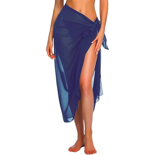 Strandrock Langer Kurzer Sarong -Badeanzug Von Frauen Beach Bikini Schal Badebekleidung-Marine-Long-Eine Größe von SJFYB