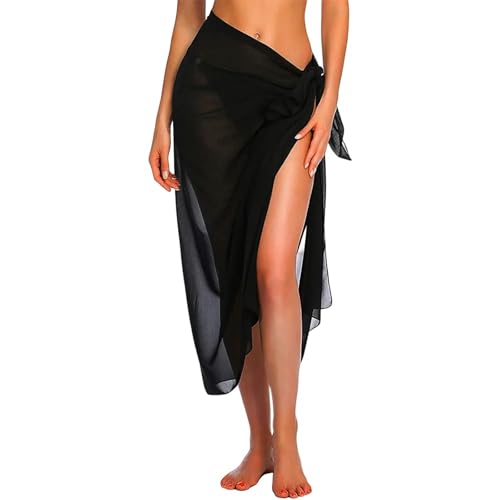 Strandrock Langer Kurzer Sarong -Badeanzug Von Frauen Beach Bikini Schal Badebekleidung-Schwarz-Eine Größe von SJFYB