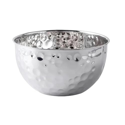 Teller Gold/Silber Edelstahl Hammerpunkt Obst Schüssel Salatschüssel Dicke Backmischung Kochschale-24 cm Silber von SJFYB