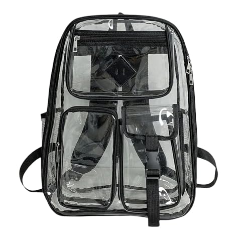 Transparenter Rucksack Transparenter Rucksack Für Die Schule Langlebiger PVC -Stadion Transparent Schultasche Für Mädchen Teenager-Schwarz von SJFYB