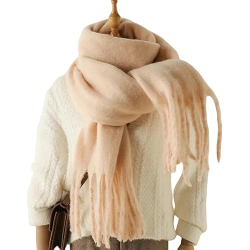 Winterschal für Damen Damens Feste Farbe Quasten Warmer Schal Dicker Schal Weicher Herbst Und Winterhals-WT77-2-240cmx38cm von SJFYB