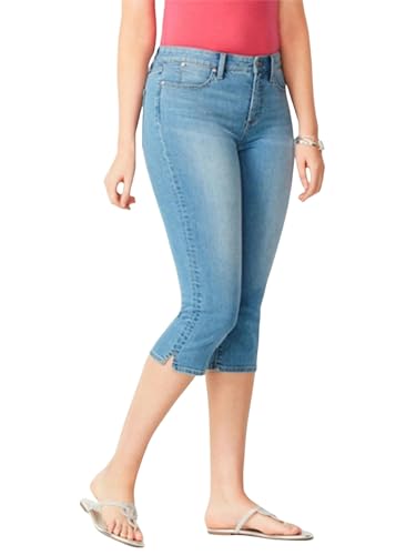 Women's Jeans Sommer Cropped Dünne Knielänge Jeans Frauen Stretch High Rise Mome Jeans Plus Size-HELLBLAU-M von SJFYB