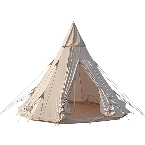 Baumwoll-Canvas-Pyramidenzelt für Outdoor-Glamping, wasserdichtes Glockenzelt, 4 x 4 x 3 m, indisches Tipi-Jurt-Zelt für Familiencamping, 3–4 Personen Kapazität, Ganzjahres-Außenschutz Learned von SJHDHDA