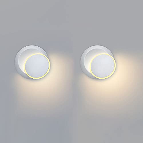 Eclipse LED Wandleuchte Innen, Moderne 360° drehbare Wandleuchte aus Metall, 5W runde Wandleuchten, Nachtlampen für Wohnzimmer, Schlafzimmer, Nachttisch, Flur, Treppen, von SJHDHDA