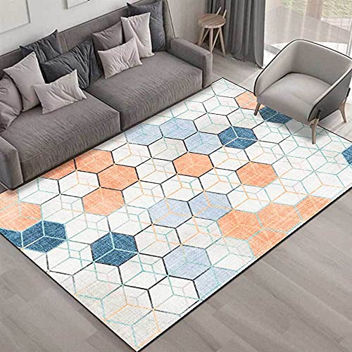 Flurteppiche, rutschfest, für die Küche, Läufermatte, für die Haustür, den Eingangsbereich, Schlafzimmer, waschbar, weicher Bereich, kurzfloriger Teppich, modernes quadratisches Patchwork, Beige, 80 von SJHDHDA