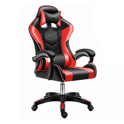 SJHDHDA Ergonomischer Büro-Gaming-Stuhl mit Bluetooth-Lautsprechern und Lordosenstütze, Rot Learned extensively von SJHDHDA