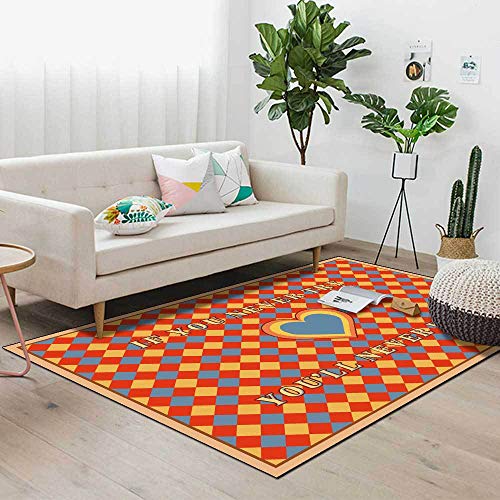 SJHDHDA Innenteppich Schlafzimmer Wohnzimmer Esszimmer Küche Kinderzimmer Kurzflor Design rutschfest Waschbar Pflegeleicht Teppich Modern Geometrisch Orange-Rot Gitter, 150x210cm Learned extensively von SJHDHDA