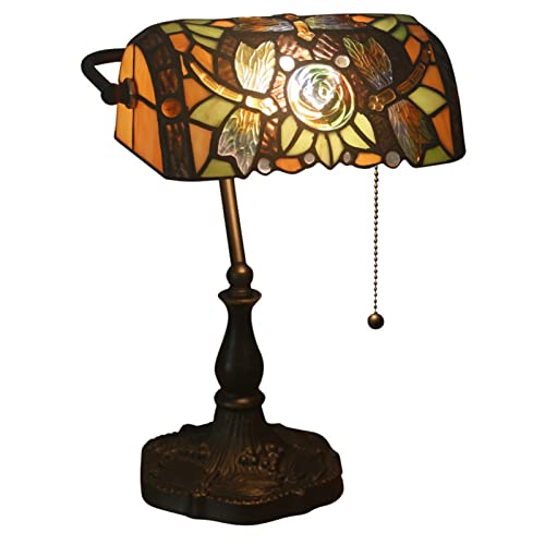 SJHDHDA Nachttischlampe im Tiffany-Stil, Tischlampe aus Buntglas, Leseschreibtischlampe mit Schalter aus Metalldraht und Basis von 39,4 cm (15,4 Zoll), hohe Learned erweiterbare Lampe von SJHDHDA