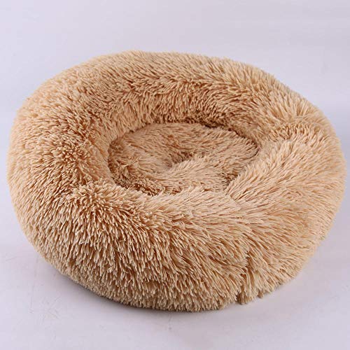 SJHDHDA Rundes Plüsch-Hundeschläfer-Nest-Sofa, Bett für kleine Hunde, Katzenstreu-Matratze, warmes Welpenkissen, Hundehütte, lustige Geschenke, Braun_60 cm Learned extensively von SJHDHDA