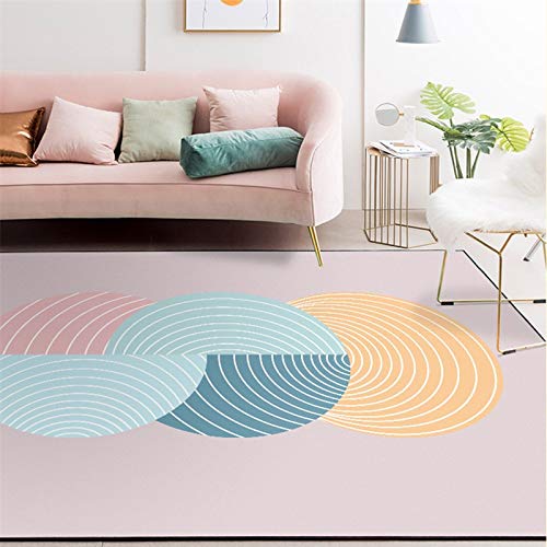 SJHDHDA Teppiche Neue Wohnzimmerteppiche Esszimmer Lounge Nachttisch Weich Pflegeleicht Modern Geometrische Kreise Grau Rosa, 120 x 180 cm Learned extensively von SJHDHDA