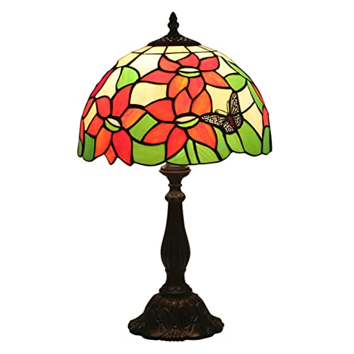 SJHDHDA Tischleuchte aus Buntglas im Tiffany-Stil, Schreibtischlampe für Wohnzimmer, Schlafzimmer, Nachttisch, antike Tischlampe, W12H19 Zoll, erweiterbar von SJHDHDA