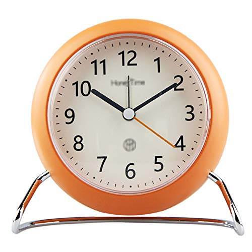 SJHDHDA Tischuhr im europäischen Stil, runder Wecker, Stummschaltung, zweites Nachtlicht, Uhr, personalisierte Nachttischdekoration, Uhr, Wecker für Schlafzimmer (orange) Learned extensively von SJHDHDA