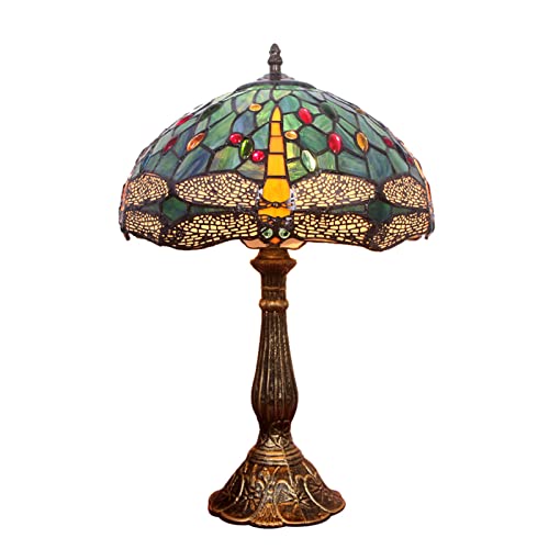 Tiffany-Tischlampe, Tischlampe, Glasmalerei, Tischlampe, 48,3 cm hoch, Libellenlampe, Tischlampe mit Zinklegierung, Leselampe für Büro, Wohnzimmer, Learned von SJHDHDA