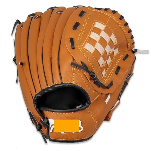 SJHFKDK Baseballhandschuh,Baseball Handschuhe Kinder/Erwachsene PVC Baseballhandschuh Handgemachte Softball-Übungsgeräte Größe 9.5/10,5/11,5/12,5 Zoll Linke Hand(Orange,9.5 Inch) von SJHFKDK