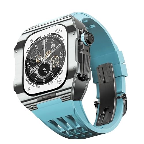 SJZWCHQ Für Band 8 7 6 SE 5 4 Serie 44mm 45mm Uhrenarmband MOD Kit, Kohlefasergehäuse Gummi Uhrenarmband, für iWatch Band Ersatzzubehör von SJZWCHQ