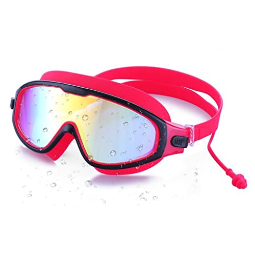 SJZZJSBX Verstellbare Schwimmbrille für Erwachsene, Anti-Beschlag-Tauchbrille, großer Rahmen, Schwimmbrille mit Ohrstöpseln (Farbe: A, Größe: Einheitsgröße) (A-Einheitsgröße) von SJZZJSBX