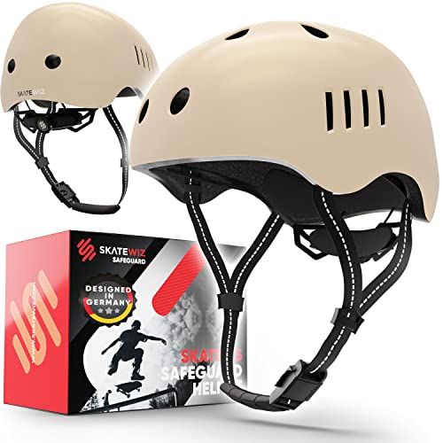 SKATEWIZ Kinder Fahrradhelm Kinder Skaterhelm für Jungen und Mädchen in Beige | Stylischer Kinder Helm Fahrrad Kinderhelm Größe S von SKATEWIZ