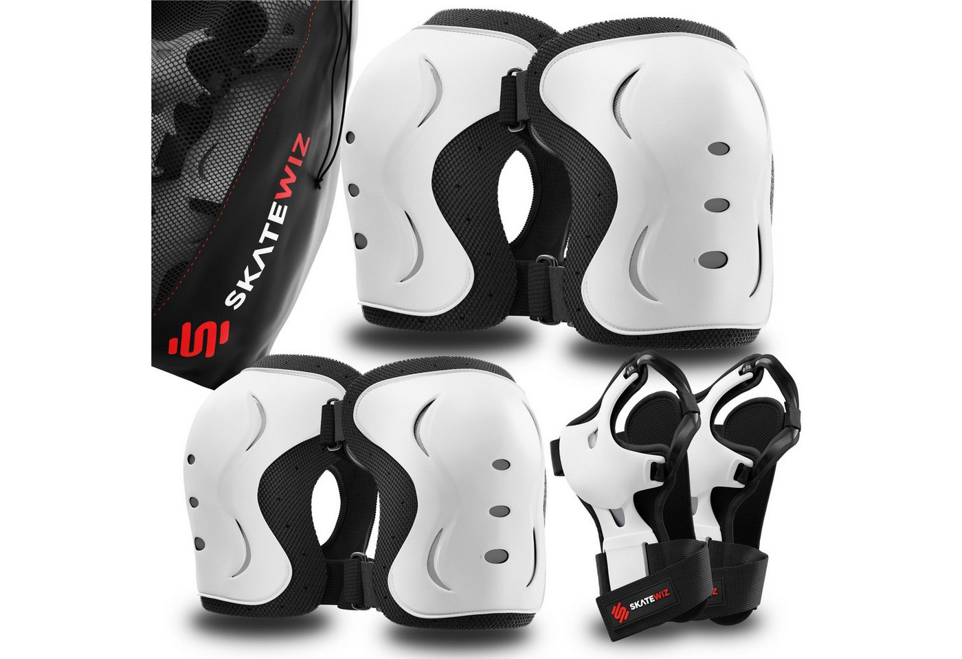 SKATEWIZ Protektoren-Set Schoner Inliner Geschenke für Kinder Knieschoner Erwachsene (Schützer Set Inliner skates Kinder und Rollschuhe, 6-tlg., Knieschoner Kinder - Inliner Schoner Erwachsene Schützer Inliner), Skateboard Schutzausrüstung Schlittschuhe Schoner SKATEWIZ Protektoren-Set Schoner Inliner Geschenke für Kinder Knieschoner Erwachsene (Schützer Set Inliner skates Kinder und Rollschuhe, 6-tlg., Knieschoner Kinder - Inliner Schoner Erwachsene Schützer Inliner), Skateboard Schutzausrüstung Schlittschuhe Schoner von SKATEWIZ